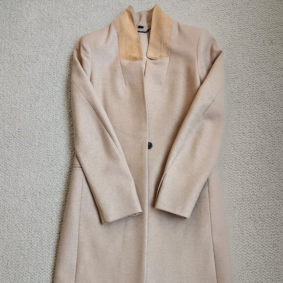 All Saints US Size 2 Wool Lyla Pea Coat in Camel Color - Picture 2 of 16